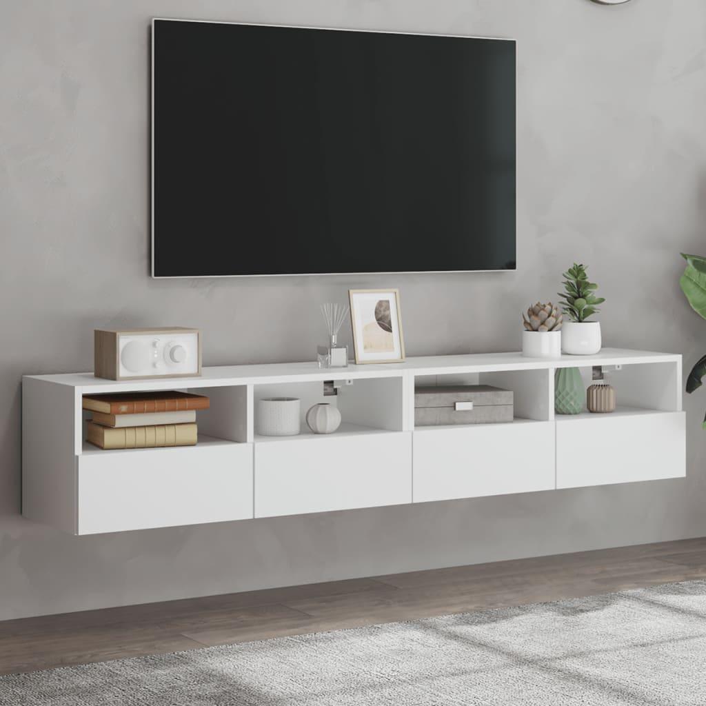 Væghængte tv-borde 2 stk. 80x30x30 cm konstrueret træ hvid
