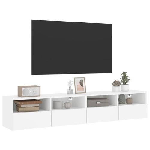Væghængte tv-borde 2 stk. 80x30x30 cm konstrueret træ hvid