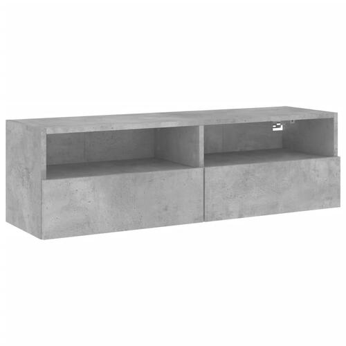 Væghængt tv-bord 100x30x30 cm konstrueret træ betongrå