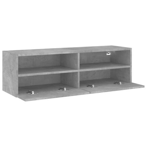 Væghængt tv-bord 100x30x30 cm konstrueret træ betongrå
