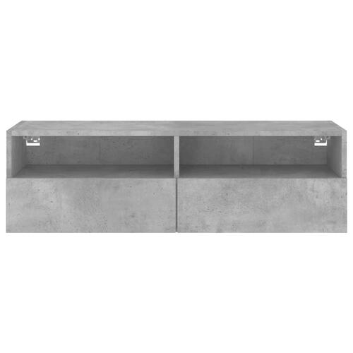 Væghængt tv-bord 100x30x30 cm konstrueret træ betongrå