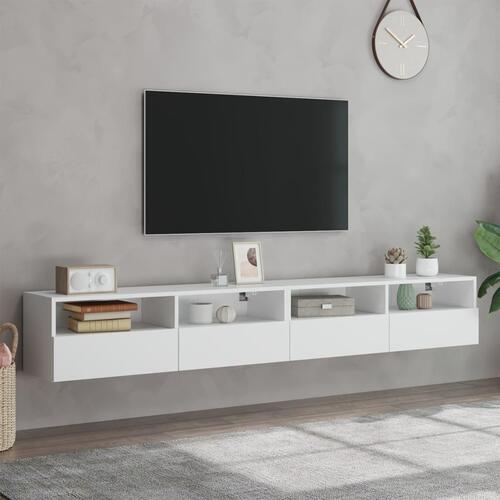 Væghængte tv-borde 2 stk. 100x30x30 cm konstrueret træ hvid