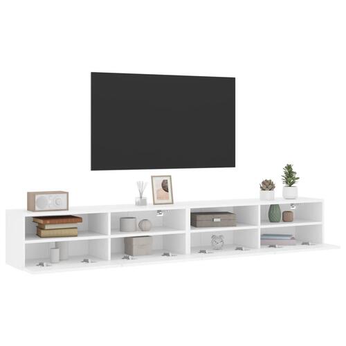 Væghængte tv-borde 2 stk. 100x30x30 cm konstrueret træ hvid