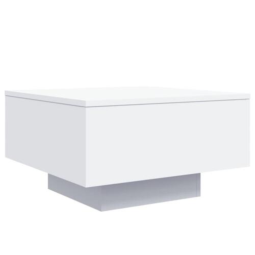 Sofabord med LED-lys 55x55x31 cm hvid