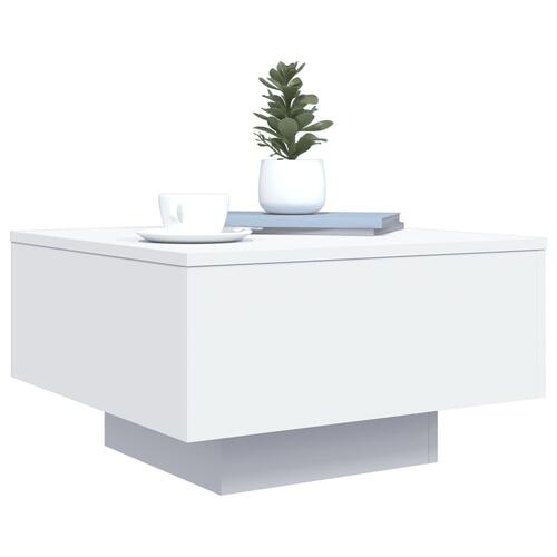 Sofabord med LED-lys 55x55x31 cm hvid