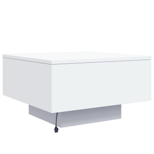 Sofabord med LED-lys 55x55x31 cm hvid