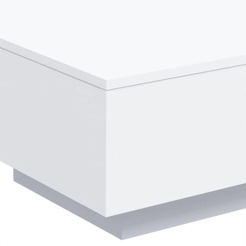 Sofabord med LED-lys 55x55x31 cm hvid