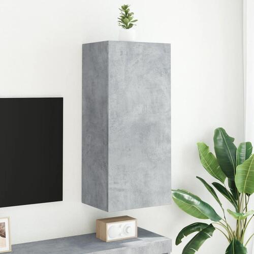 Væghængt tv-bord 40,5x30x90 cm konstrueret træ betongrå