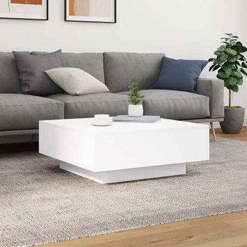Sofabord med LED-lys 80x80x31 cm hvid