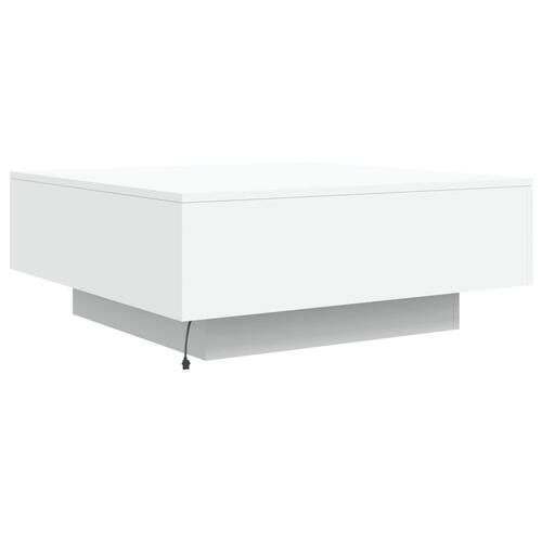 Sofabord med LED-lys 80x80x31 cm hvid