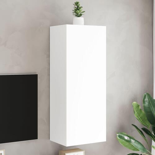 Væghængt tv-bord 40,5x30x102 cm konstrueret træ hvid