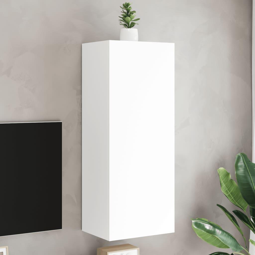 Væghængt tv-bord 40,5x30x102 cm konstrueret træ hvid
