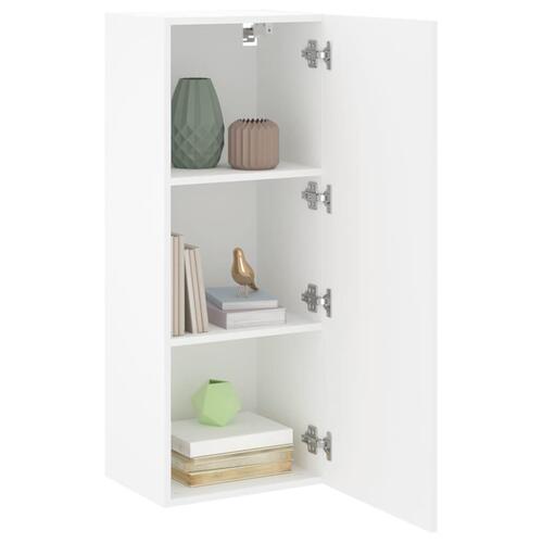 Væghængt tv-bord 40,5x30x102 cm konstrueret træ hvid