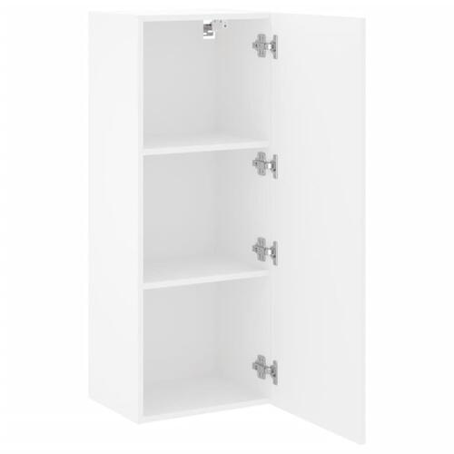 Væghængt tv-bord 40,5x30x102 cm konstrueret træ hvid