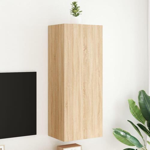 Væghængt tv-bord 40,5x30x102 cm konstrueret træ sonoma-eg