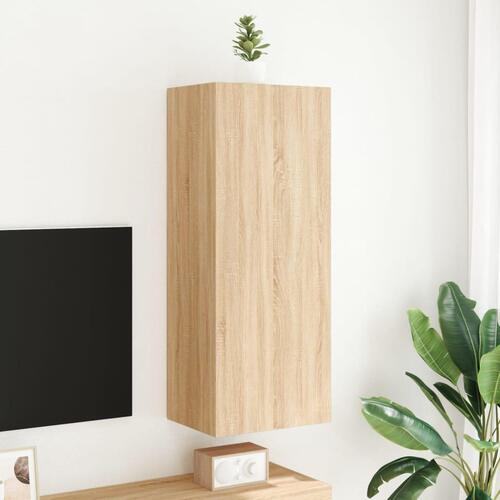 Væghængt tv-bord 40,5x30x102 cm konstrueret træ sonoma-eg