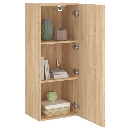 Væghængt tv-bord 40,5x30x102 cm konstrueret træ sonoma-eg