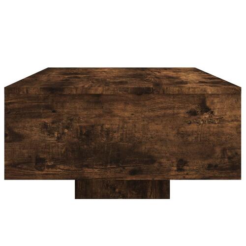 Sofabord med LED-lys 85x55x31 cm røget egetræsfarve