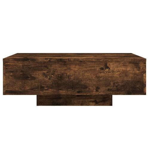 Sofabord med LED-lys 85x55x31 cm røget egetræsfarve