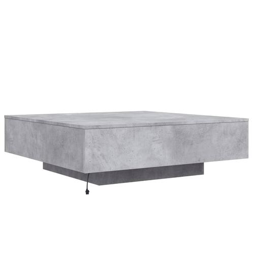 Sofabord med LED-lys 100x100x31 cm betongrå