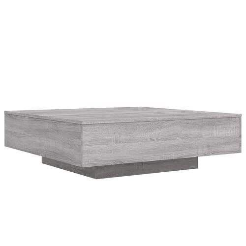 Sofabord med LED-lys 100x100x31 cm grå sonoma-eg