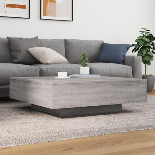 Sofabord med LED-lys 100x100x31 cm grå sonoma-eg