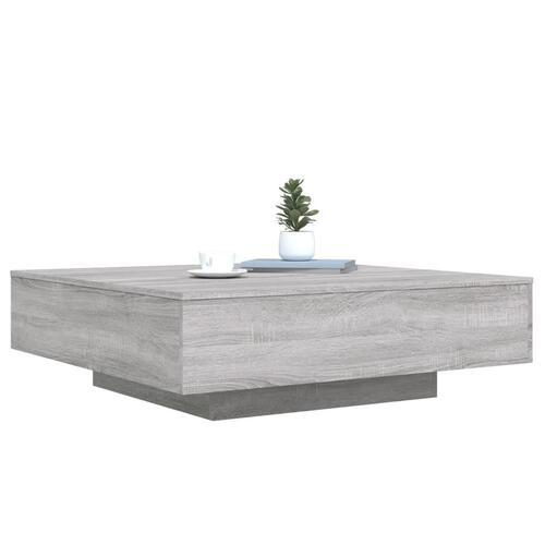Sofabord med LED-lys 100x100x31 cm grå sonoma-eg