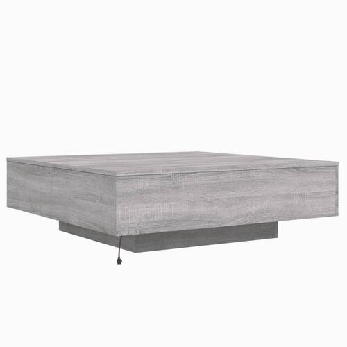Sofabord med LED-lys 100x100x31 cm grå sonoma-eg