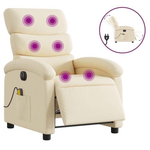 Eldrevet massagestol stof cremefarvet