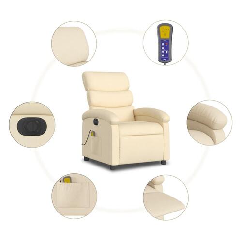 Eldrevet massagestol stof cremefarvet