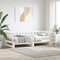 Daybed med udtræk 2x(90x200) cm massivt fyrretræ hvid