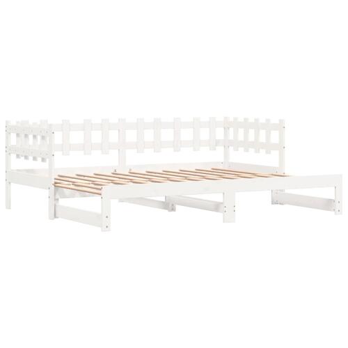 Daybed med udtræk 2x(90x200) cm massivt fyrretræ hvid