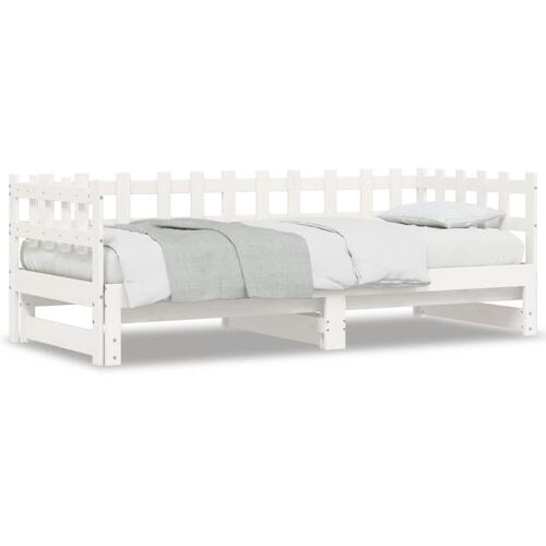 Daybed med udtræk 2x(90x200) cm massivt fyrretræ hvid