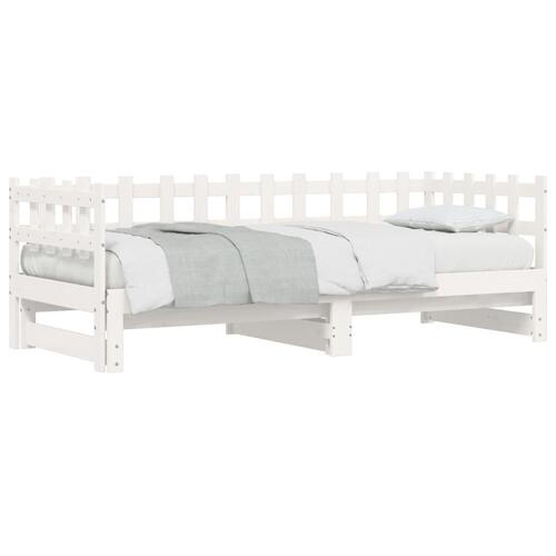 Daybed med udtræk 2x(90x200) cm massivt fyrretræ hvid