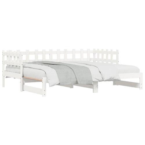 Daybed med udtræk 2x(90x200) cm massivt fyrretræ hvid