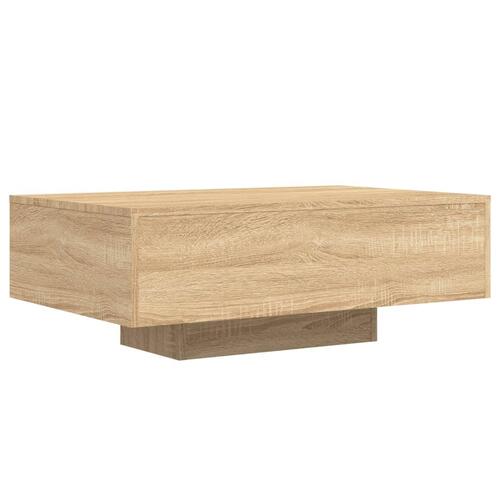 Sofabord med LED-lys 85x55x31 cm sonoma-eg