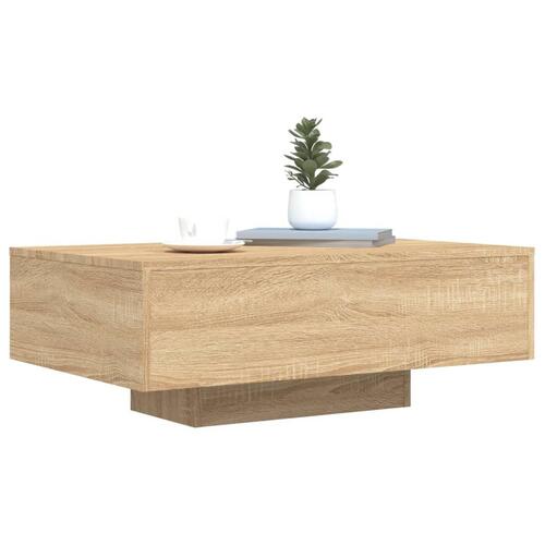 Sofabord med LED-lys 85x55x31 cm sonoma-eg
