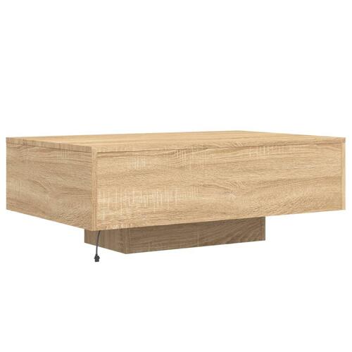 Sofabord med LED-lys 85x55x31 cm sonoma-eg