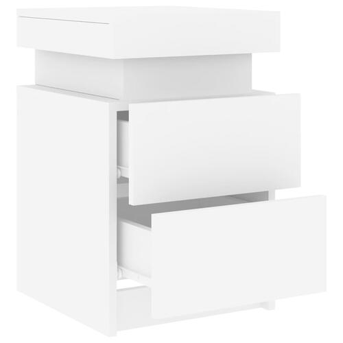 Sengebord med LED-lys 35x39x55 cm hvid