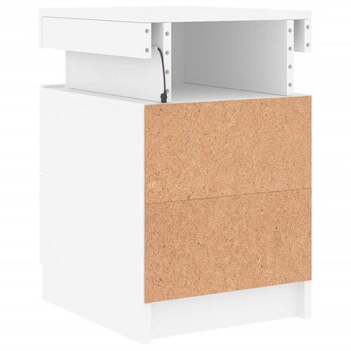 Sengebord med LED-lys 35x39x55 cm hvid