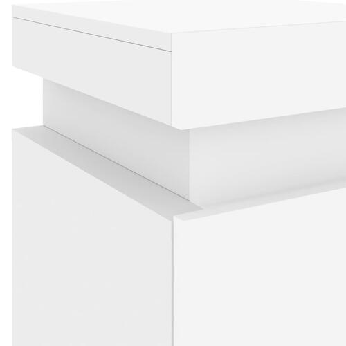 Sengebord med LED-lys 35x39x55 cm hvid