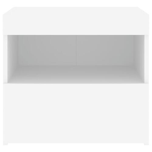 Sengebord med LED-lys 50x40x45 cm hvid