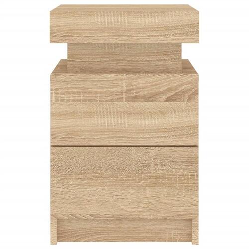Sengeborde 2 stk. med LED-lys 35x39x55 cm sonoma-eg