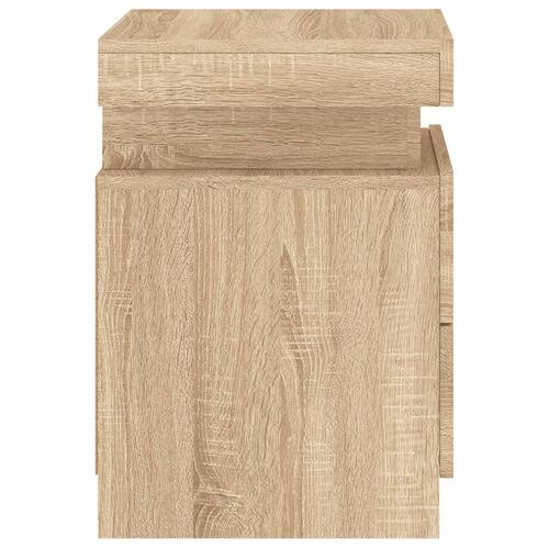 Sengeborde 2 stk. med LED-lys 35x39x55 cm sonoma-eg