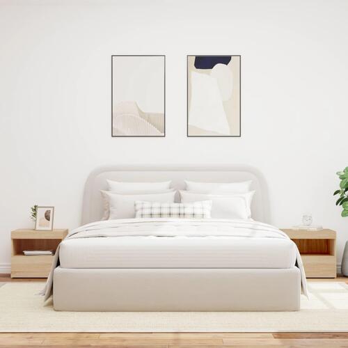 Sengeborde 2 stk. med LED-lys 50x40x45 cm sonoma-eg