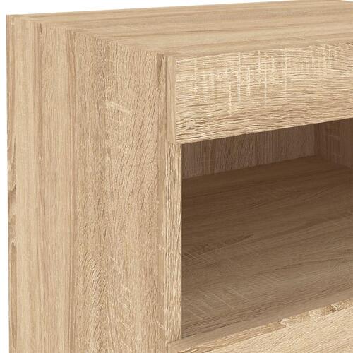 Sengeborde 2 stk. med LED-lys 50x40x45 cm sonoma-eg