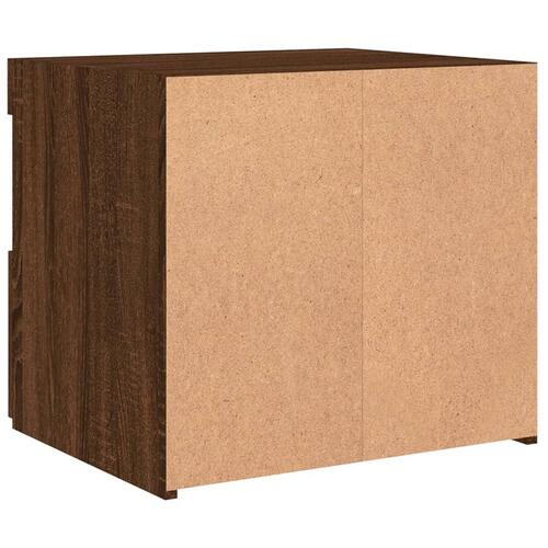 Sengebord med LED-lys 50x40x45 cm brun egetræsfarve
