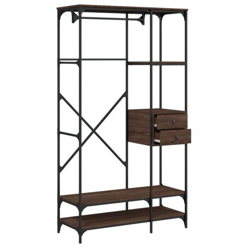 Klædeskab med skuffer 100x40x180 cm konstrueret træ brunt eg