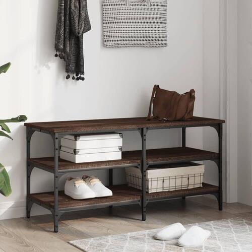Skobænk 100x38,5x49 cm konstrueret træ brun egetræsfarve