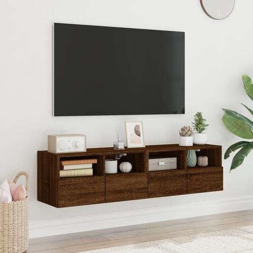 Tv-borde til væg 2 stk. 60x30x30 cm konstrueret træ brunt eg